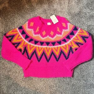 a new day Pink and Yellow Geometric Sweater